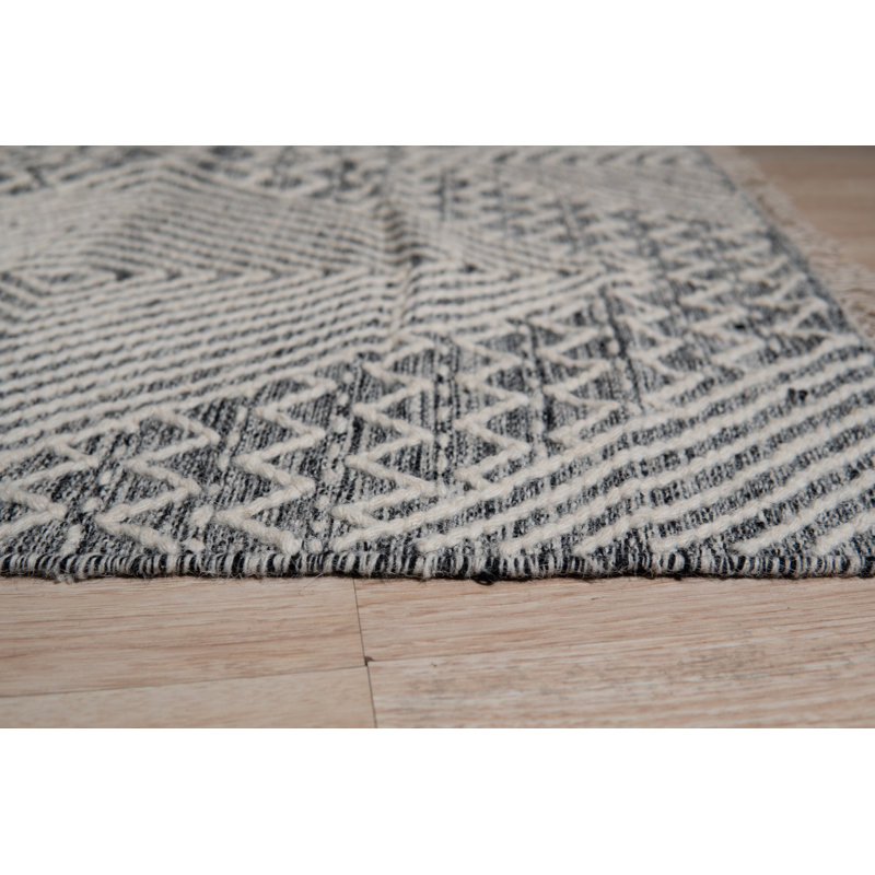 Dakota Fields Handmade HandKnotted Wool Black Rug Wayfair
